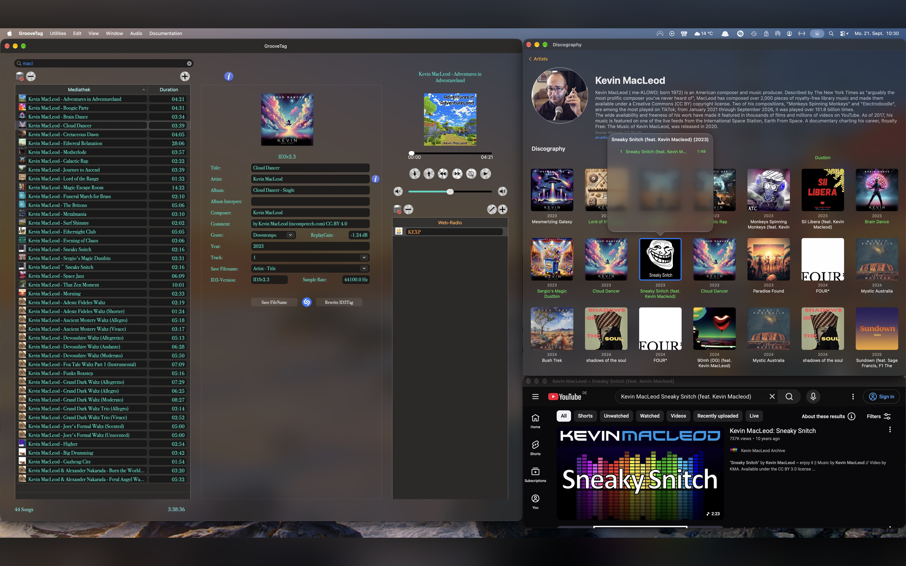 GrooveTag artist discography with Wikipedia bio and embedded YouTube playback